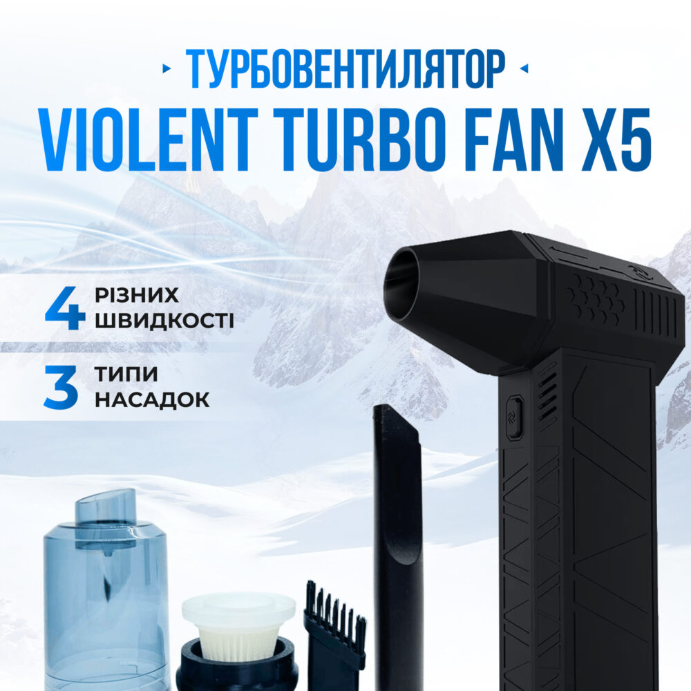 Акумуляторний ручний турбовентилятор-пилосос Turbo Fan X5 для видалення пилу з кейсом